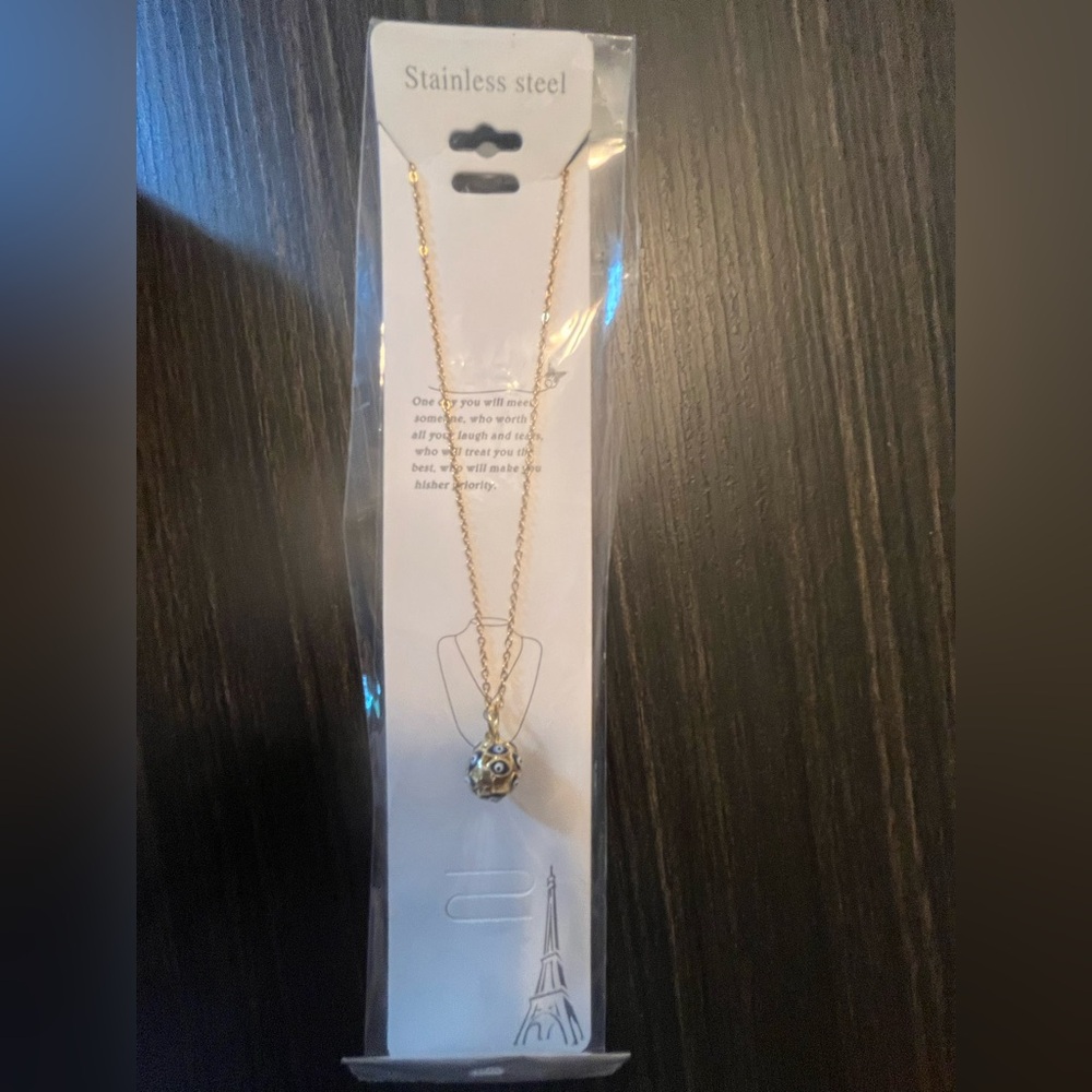 NWT Stainless Steel Gold-Tone Layered Pendant evil eye 🧿 Necklace